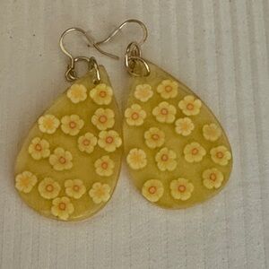 Yellow Floral Drop Earrings